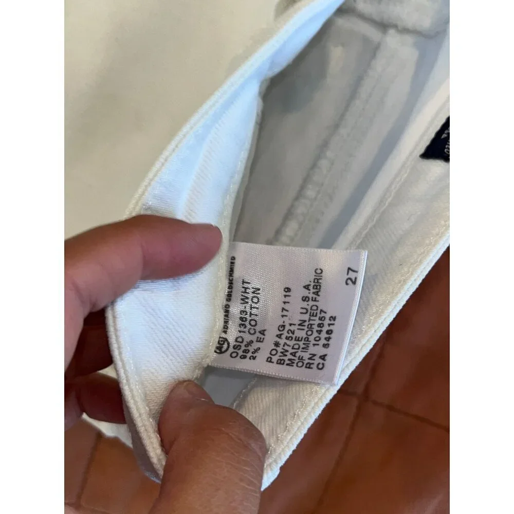 AG Adriano Goldschmied The Stilt Cigarette Jean Crop White Jeans Size 27 Womens